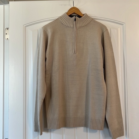 H2H 1/4 Zip Pullover Sweater Long Sleeve Knitted beige Fabric Large - Picture 3 of 7